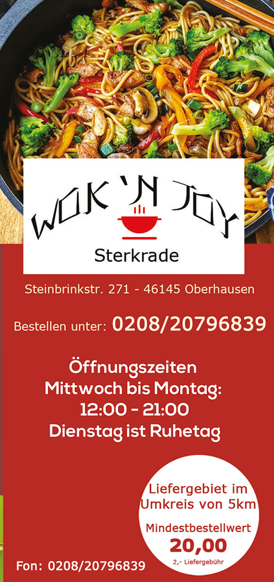Speisekarte Wok 'n Joy, Menüs
